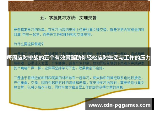 每周应对挑战的五个有效策略助你轻松应对生活与工作的压力